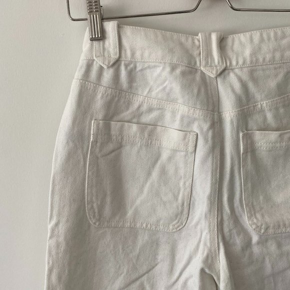 White Cotton Wide Leg Jeans - Picture 5 of 5